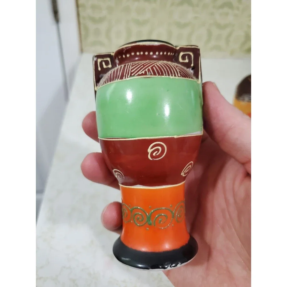 Vintage Miniature Satsuma Vase Made in Japan 4.5” Tall Hand Painted Elder